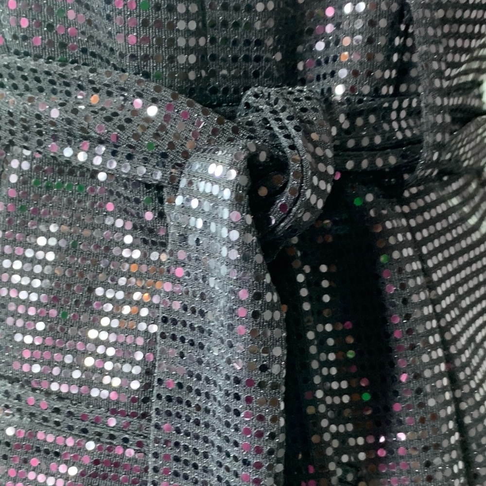 TAHARI Arthur S. Levine Women's Collarless Wrap Jacket with Self Tie - Sequin - Picture 8 of 11
